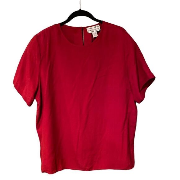 Augusta Max 100% Silk Red Blouse Top Shirt Size 1X Plus Size - Picture 1 of 5